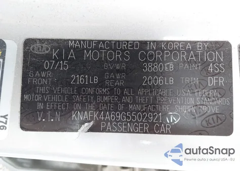 2016 Kia Forte Lx из США, поврежденный, VIN KNAFK4A69G5502921